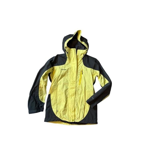 Columbia Titanium Yellow & Gray Hooded Waterproof Jacket S - Picture 1 of 8
